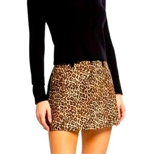 NWT $285 Alice + Olivia Leopard Print Denim Mini Skirt Queen of the Night Sz 31
